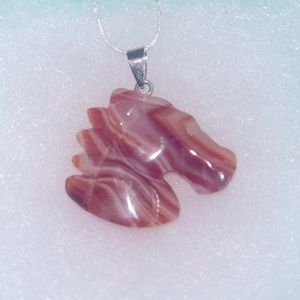 Hippie Boho Carnelian Horse 🐎 Silver 24” Neck…